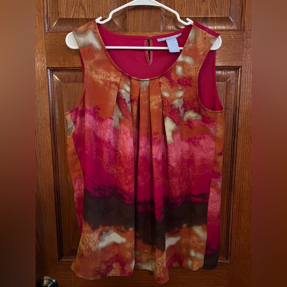 Tara Ryan XL Sleeveless Pullover Blouse Multi Color